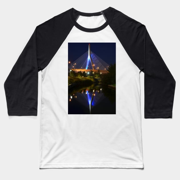 Lenny Zakim Bridge Reflection Boston MA Baseball T-Shirt by WayneOxfordPh